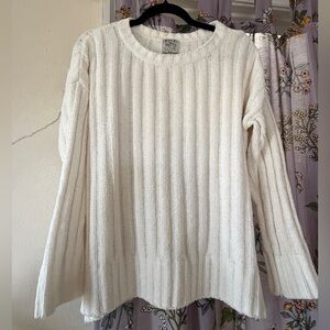 Cozy White Women’s Ribbed Crewneck Sweater